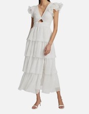 ASTR The Label Women's White Twisted V-Neck Flutter Sleeve Emporia Dress Size XS