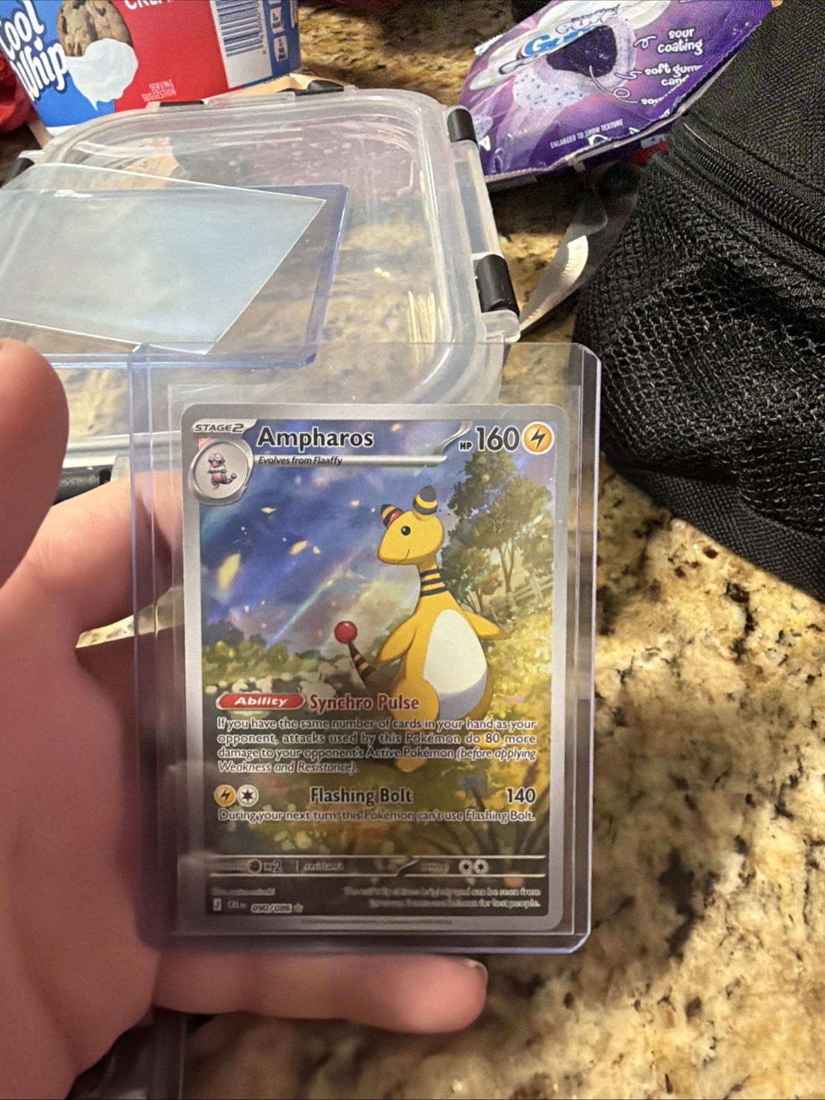 Ampharos 090/086 Holo Illustration Rare Chaos Rising Pokemon Near Mint