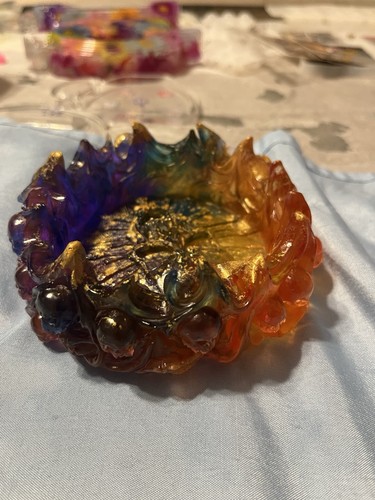 Skull Ashtray Trinket Holder Colorful Psychedelic - Picture 4 of 7