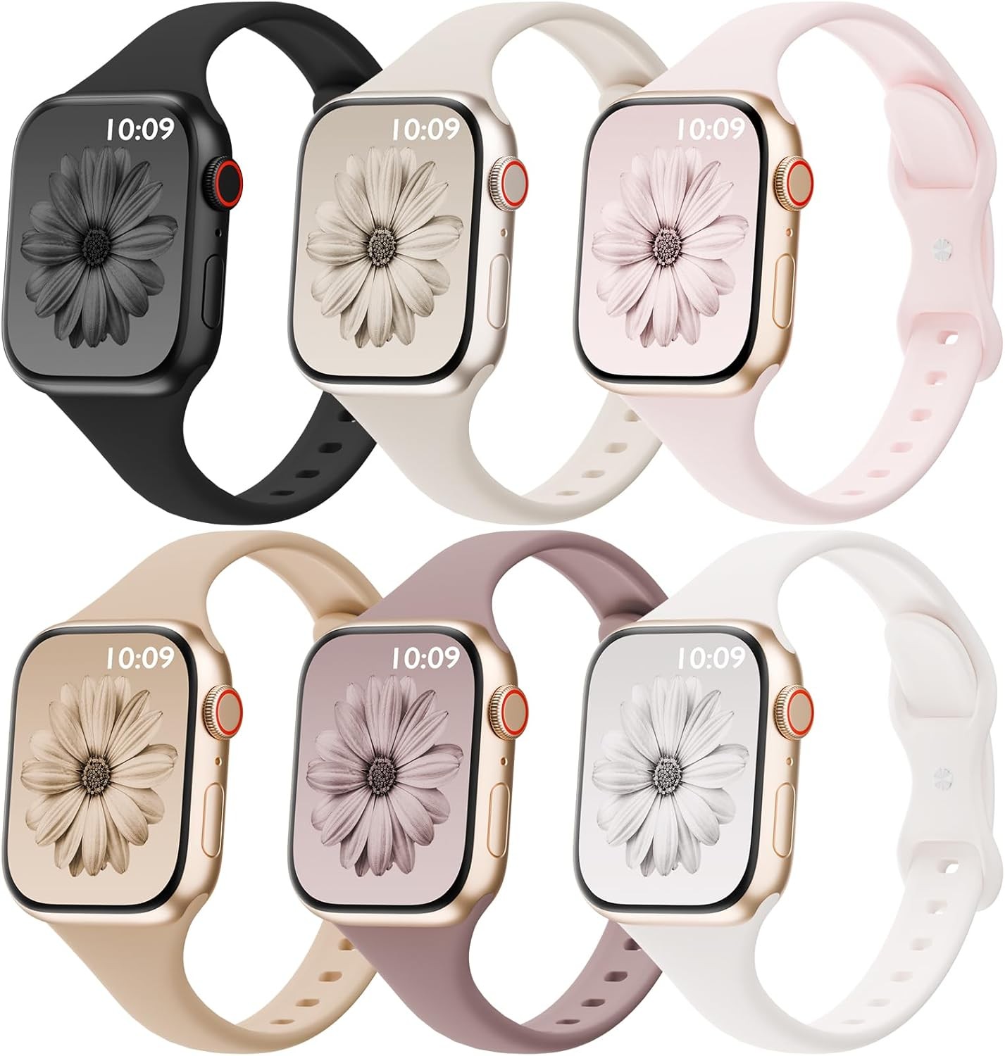 6 Pack Silicone Strap Compatible with Apple Watch Series 11 38mm 40mm 41mm