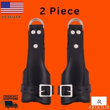 Real Cow Hide Leather Wrist Ankle Cuffs Restraints Bondage 2 Pieces Set