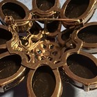 Gold Tone Flower Brooch Pin w/ Black Oval Rhinestones Prong Set — photo 9