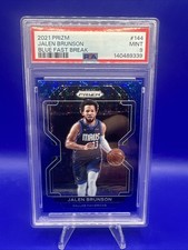 2021 Panini Prizm Jalen Brunson Blue Fast Break Prizm /150 PSA 9