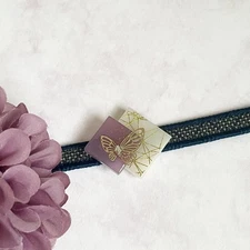 Kimono Obidome -dome butterfly square amethyst