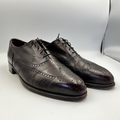 VTG Florsheim Royal Imperial Mens 10D Wingtip Leather Burgundy Brown Dress Shoes
