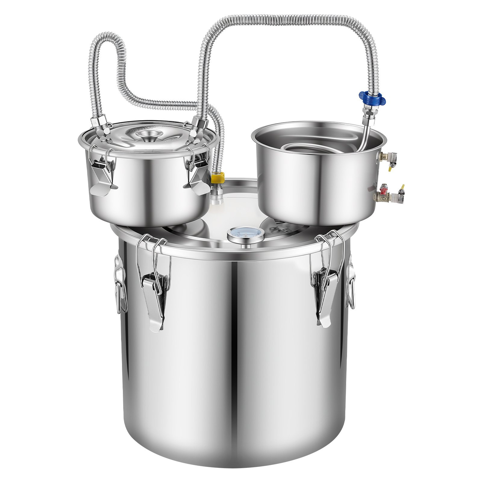 8 Gallon Alcohol Still with Thumper Keg - Dual-scale Thermometer and Water Pump,