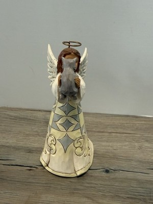 Jim Shore 4060961 White Woodland Angel w/Cat “Faithful Friend” 5.2