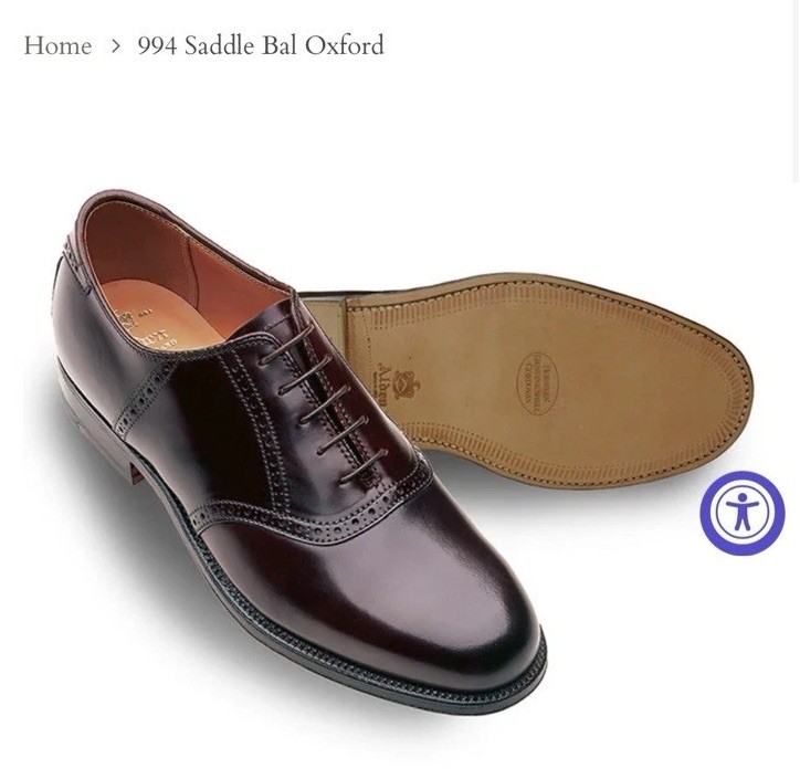 Alden 994 Color 8 Shell Cordovan Saddle Shoe