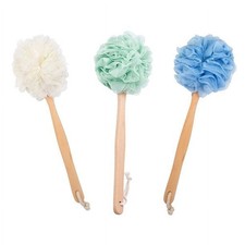 Long Handle Exfoliating Back Scrubber Bath Brush with Loofah Sponge for Shower