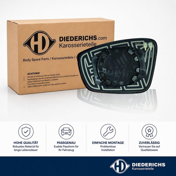 Spiegelglas Aussenspiegel Rechts Diederichs 2236126 FÜR Seat Skoda VW-image