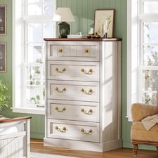 Farmhouse 5 Drawers Dresser for Bedroom, 48''Tall Wood Rustic Chest of Drawers