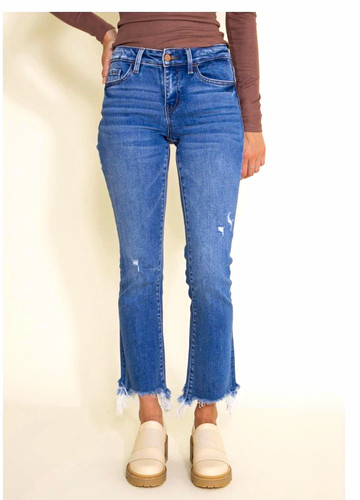 Flying Monkey Women’s Blue Medium Wash High Rise Distressed Straight Leg size 27