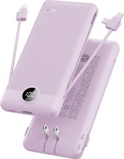 VRURC Portable Charger, Power Bank Built-In Cables and AC Wall Plug