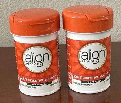 LOT of 2!  ALIGN Digestive Support Probiotic Pro Formula 63 Capsules Exp 9/2028