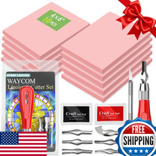 WAYCOM 10-Pk Linoleum Blocks for Printmaking w/ Cutter Tools, Rubber Stamp Makin