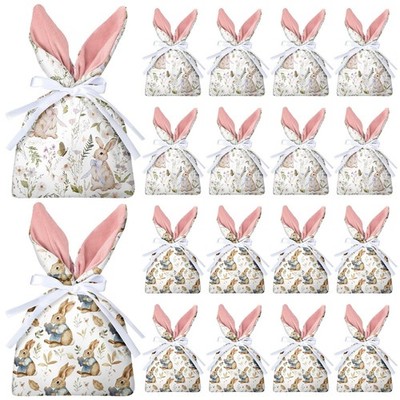 16 Pcs Easter Bunny Gift Bags Birthday Decoration Reusable Flannel Bunny Gift...