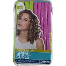 3 Pack Conair Flexible Rollers Spiral Curls Flexible Hair Rollers, Medium, As...