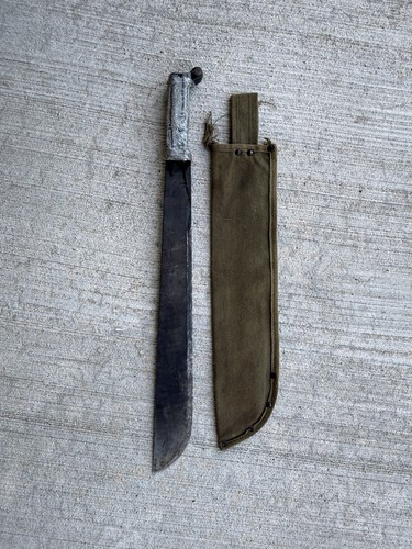 Vintage Vietnam War Mashette Knife with Sheath military Issue Ontario Knife US