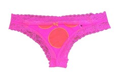 Aerie Womens Lace Trim Thong Panties Bubble Pink size Medium NEW