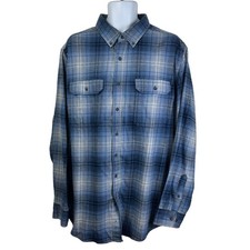 George Plaid Flannel Button Down Shirt Blue Size 2XL