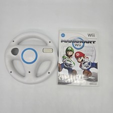 Nintendo Wii Mario Kart Wii Bundle w/ Steering Wheel OEM No Manual SCRATCHED