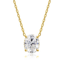 1-4.5 CT Oval Cut Moissanite Pendant 925 Sterling Silver with 18in Chain