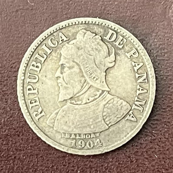 1904 Republica de Panama 5 Centesimos Silver Coin 0.900 Fineness Balboa