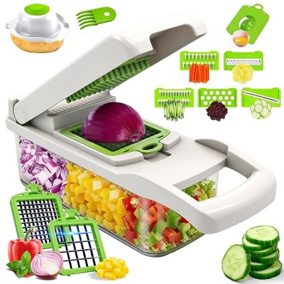 Vegetable Chopper Mandoline Slicer, 14 in 1 Food Veggie Chopper with Containe...