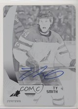2019 Upper Deck Team Canada Juniors Printing Plate Black 1/1 Ty Smith Auto 02ka