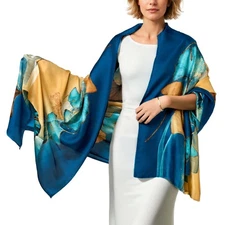 Large Mulberry Silk Feeling Scarf Long Stain Lightweight Scarf Wraps Fashion ...