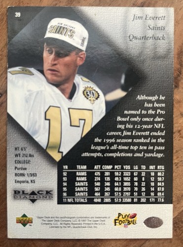 Upper Deck Black Diamond 1997 - #39 Jim Everett - Imagen 6 de 6
