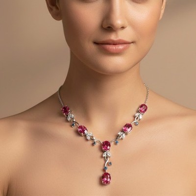 Refined Pink Padparadscha Sapphire 31.5Ct 925 Sterling Silver Handmade Necklaces