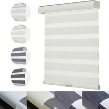 Cordless Zebra Blinds for Windows with Jacquard Pattern Insulated Roller Shad...