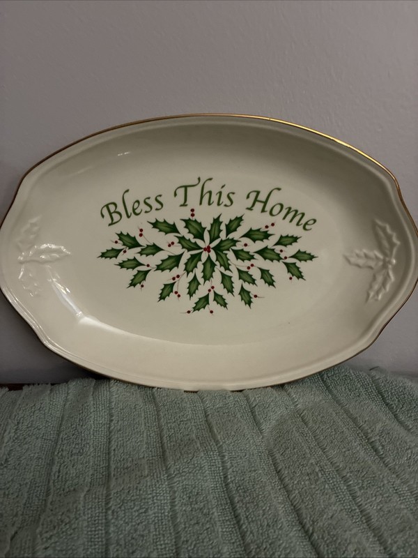 Lenox Christmas Holiday Bless NEW!!! This Home Oval Serving Platter
