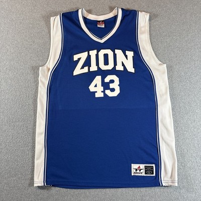 Vintage Alleson Athletic Blue ZION # 43 Jersey Men s Sz L Basketball