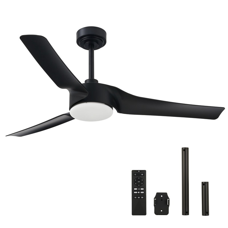 52" Smart Ceiling Fan with LED, Remote App Voice Control Black -Used