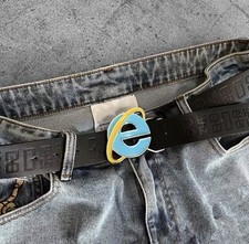 2026 Y2K Internet Explorer PU Leather Belt Retro Streetwear Fashion