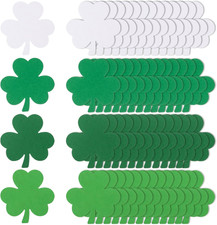 200 Pcs Shamrocks Cutouts St. Patrick's Day Paper Shamrock Shapes 4 Inch Green C