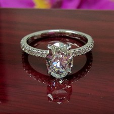 2 CT Oval Cut Simulated Diamond Solitaire Engagement Ring 14k White Gold Plated