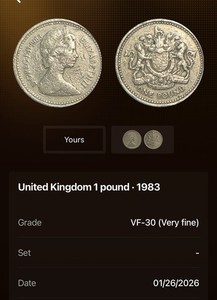 Rare 1983 Queen Elizabeth II One Pound Coin/ upside down rim …great cause 🙏