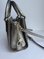Guess Silver Metallic Textured Small Satchel ...