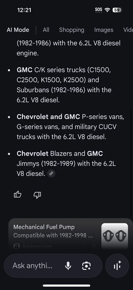 全新原始设备制造商通用 6471831 燃油泵 AC Delco 41618 适合 1982 - 93 6.2L 柴油发动机 NOS — 第 3/4 张图片