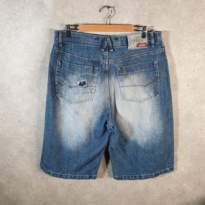 Vintage Brooklyn Express Baggy Y2K Hip Hop Jorts Shorts Herren W38 Blau Denim USA