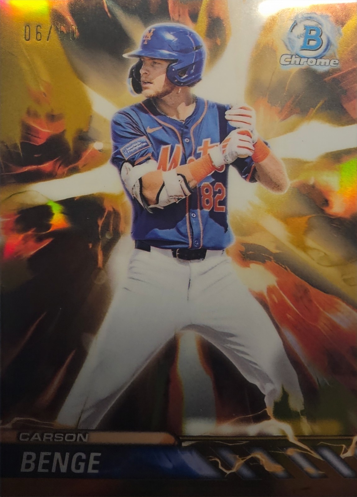 2024 Bowman Draft - Plasma Power Carson Benge #PP-8 Gold Refractor /50 (RC) Mets