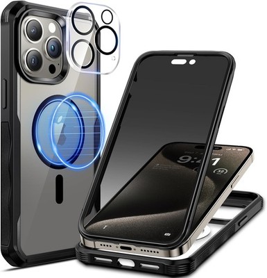seacosmo Sichtschutz Hülle für iPhone 15 Pro Max[Kompatibel mit Magsafe], A