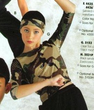 DANCE COSTUME MESH SHOULDER CAMOFLAUGE TOP FOIL Ladies XL