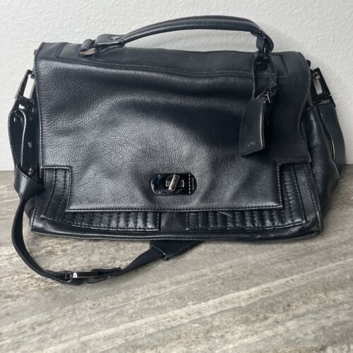 Zadig & Voltaire Black Leather Satchel Messenger Bag - Afbeelding 1 van 13