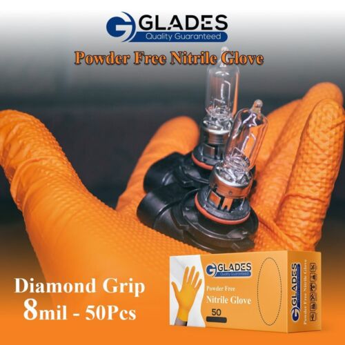 GLADES™ 8 mil Heavy Duty Nitrile Diamond Texture Industrial Mechanic Gloves - Picture 7 of 16