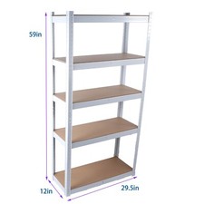US 5-Tier Metal Storage Shelving Unit 29" W x 12" D x 59" H Storage Rack Shelf