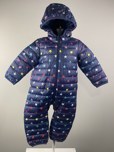 Neu Primary Wimpelanzug Größe 6-12 Monate marineblau Regenbogen Sterne durchgehender Reißverschluss warm